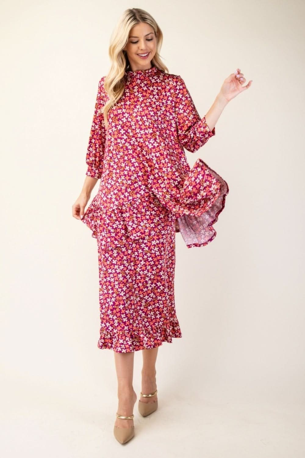 Celeste Floral Ruffle Dress Set