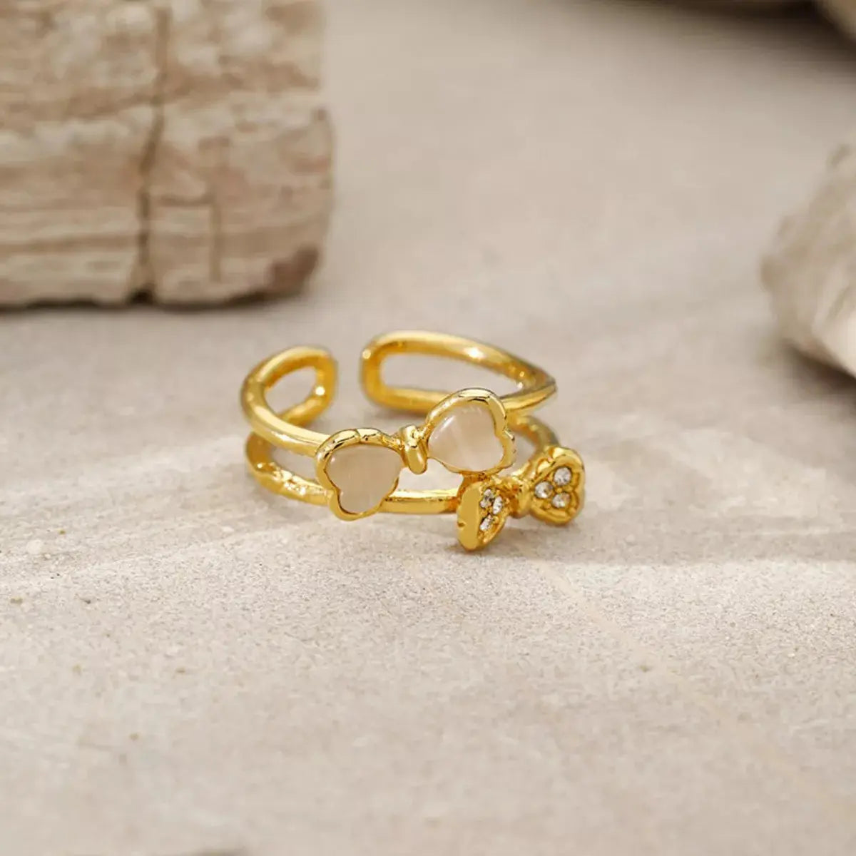 18K Gold-Plated Bow Open Ring Simply Love