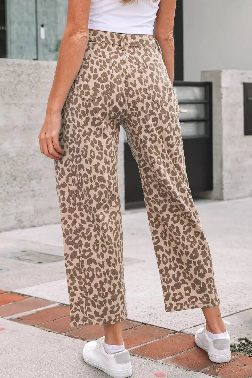 Leopard Print High-Waisted Cropped Jeans Simply Love
