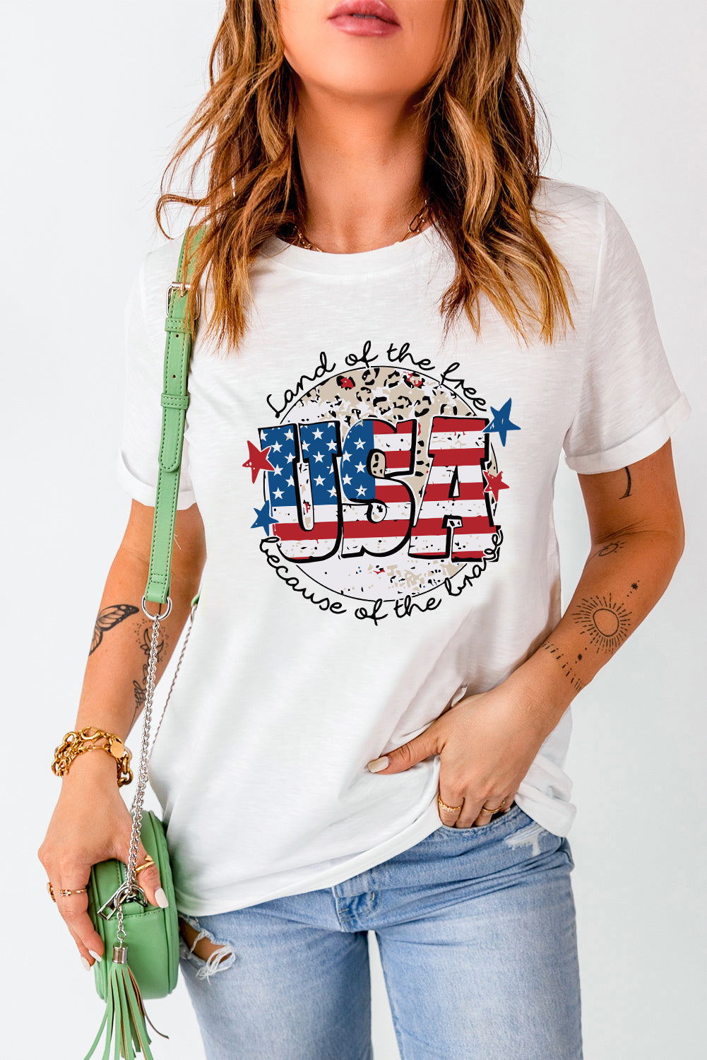 USA Graphic Round Neck Tee Simply Love