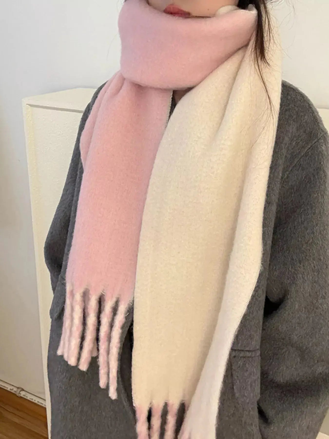 Color Block Fringe Winter Scarf Simply Love