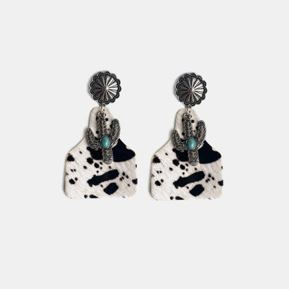 Turquoise-inspired alloy cactus earrings for a western flair