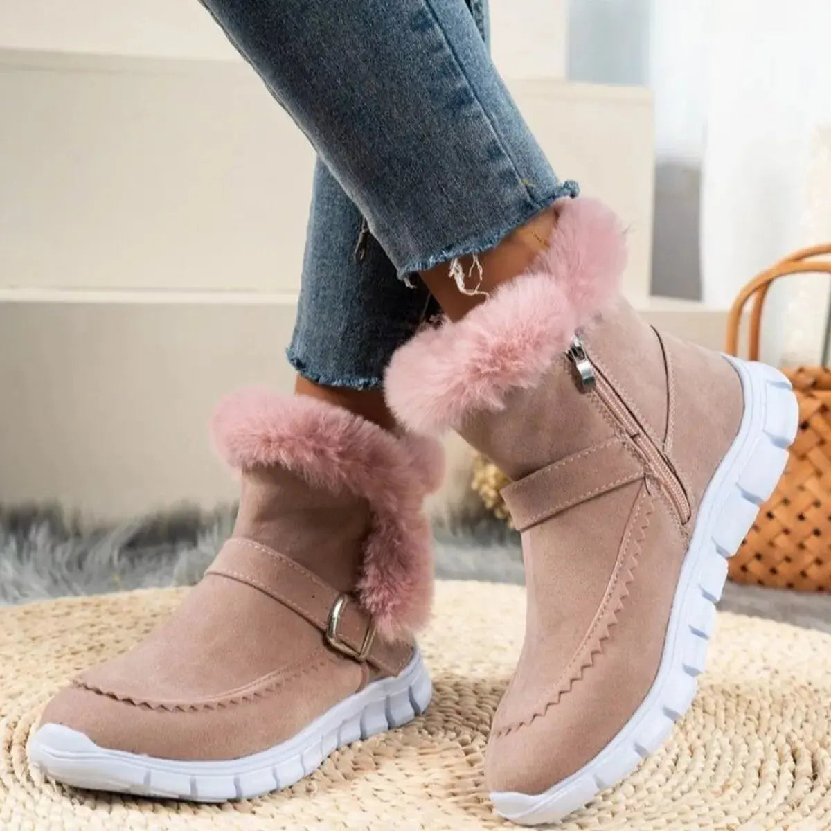 Faux Fur Trim Ankle Boots Simply Love