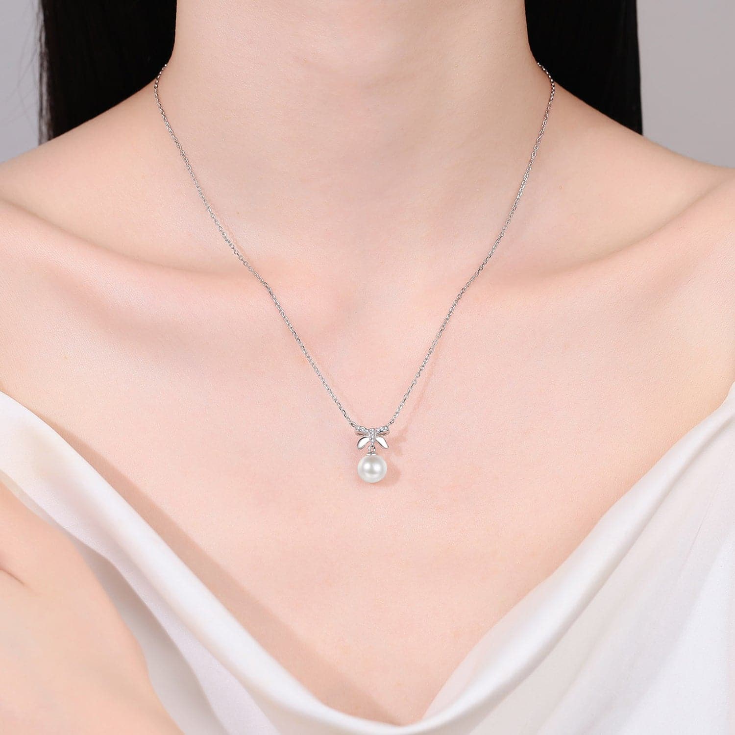 Natural Pearl Pendant Moissanite 925 Sterling Silver Necklace.