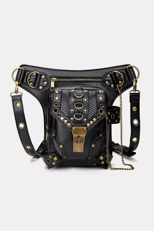 Steampunk Rivet Decor Multipurpose Crossbody Bag Simply Love
