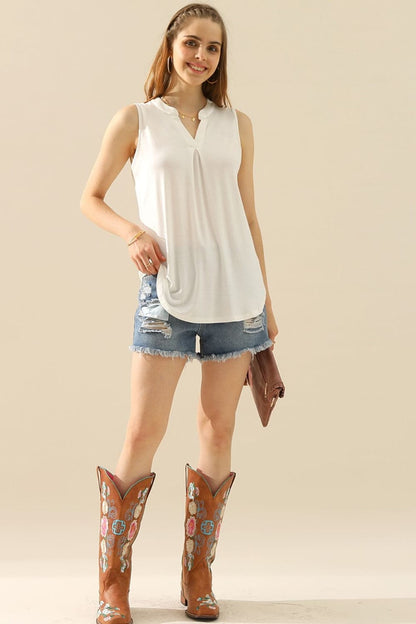 Ninexis Full Size Notched Sleeveless Top.