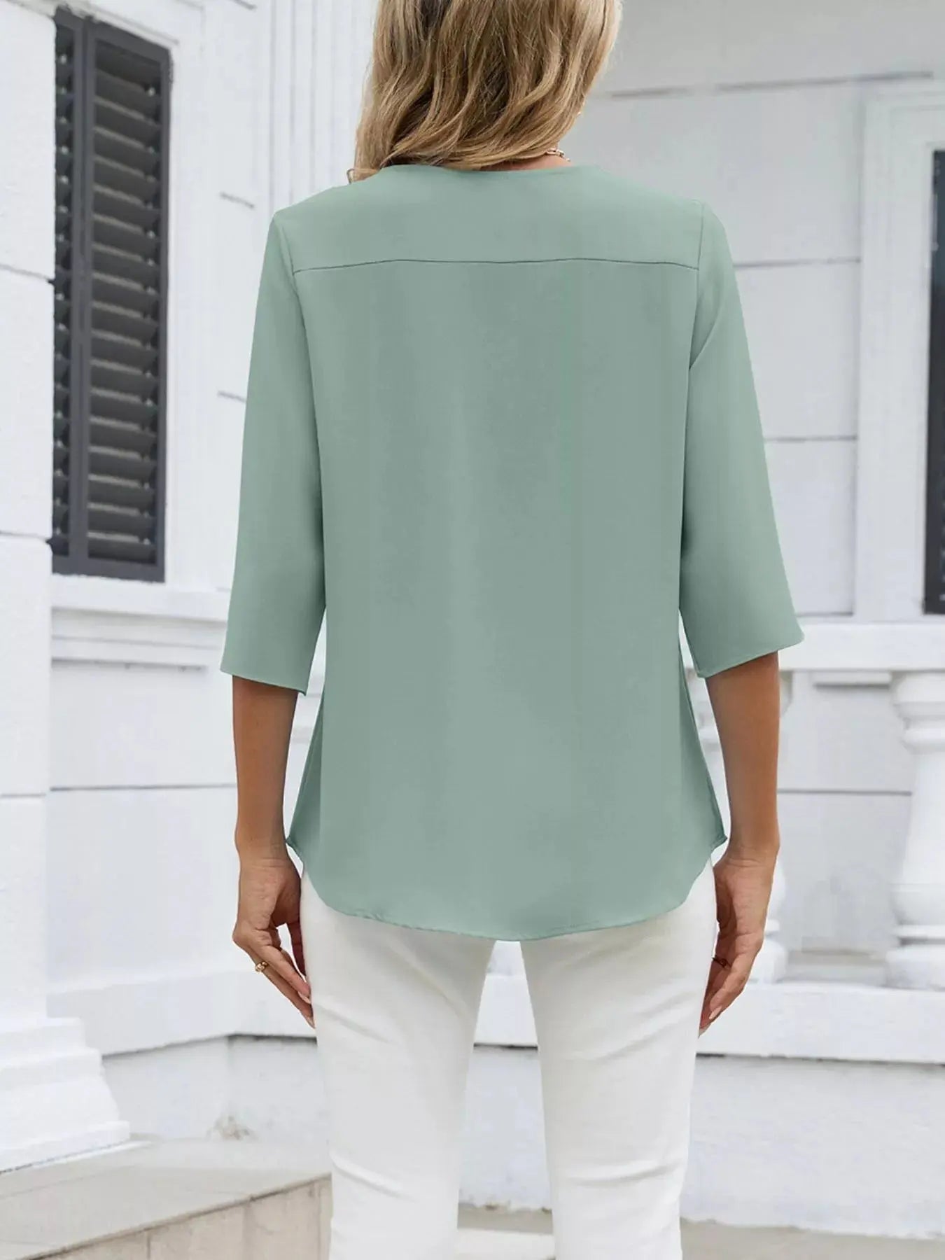 V-Neck 3/4 Sleeve Blouse Simply Love