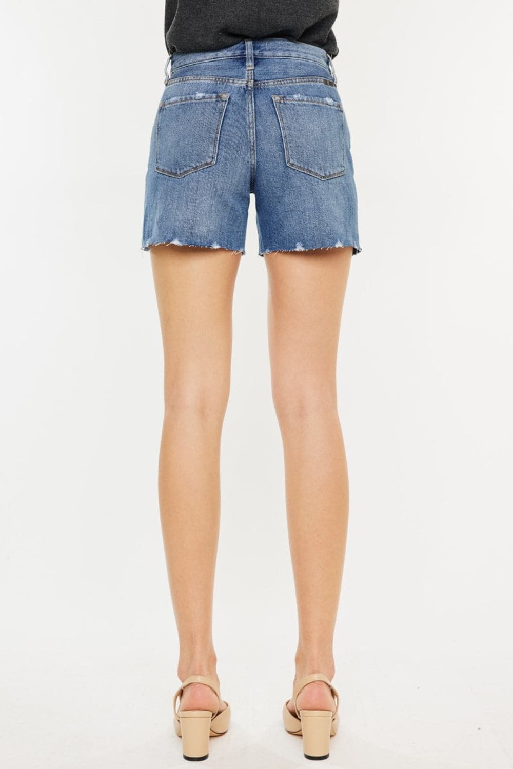 Kancan Distressed High Waist Denim Shorts.