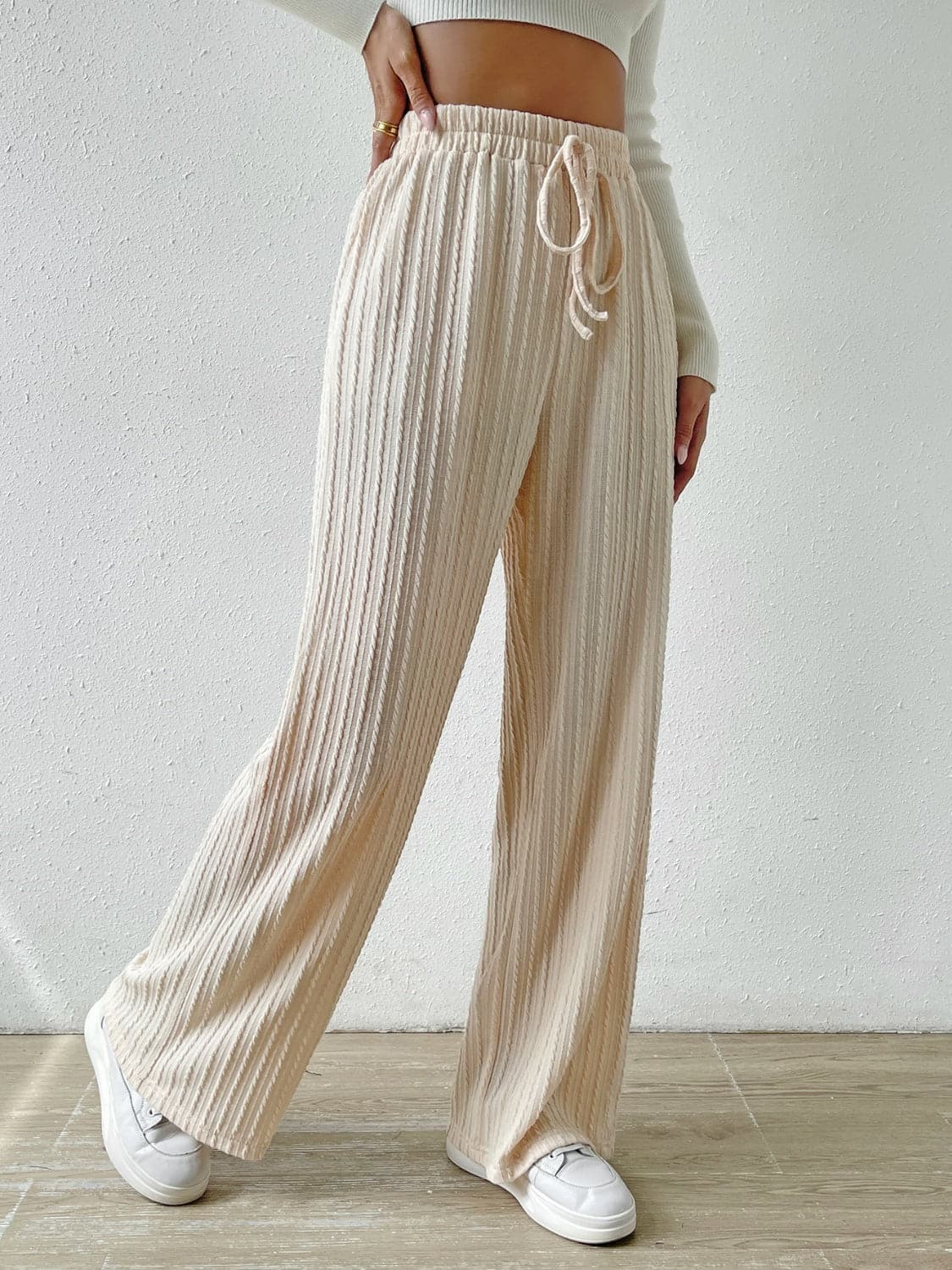 Drawstring Wide Leg Pants.