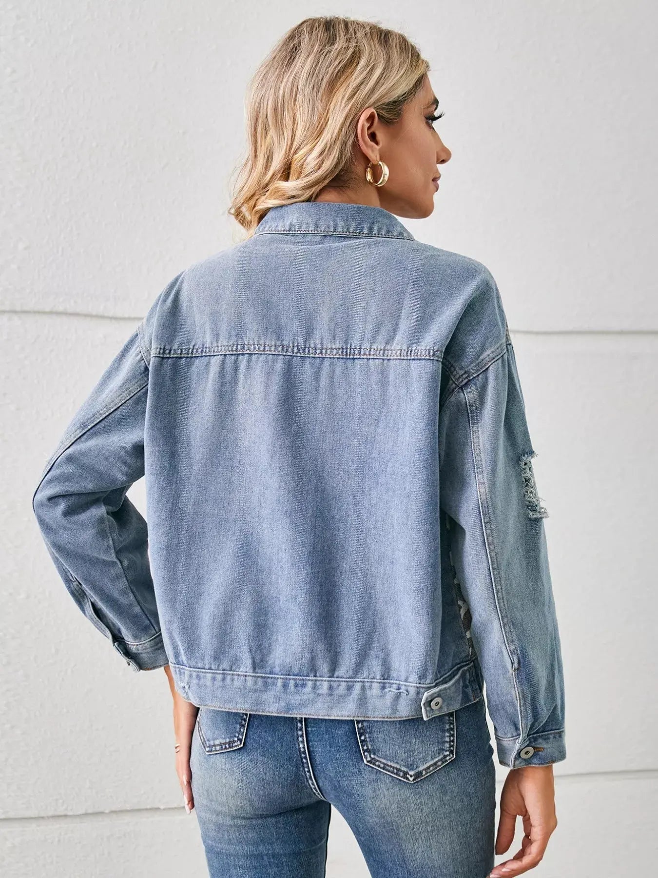 Snake Print Button Up Denim Jacket Simply Love