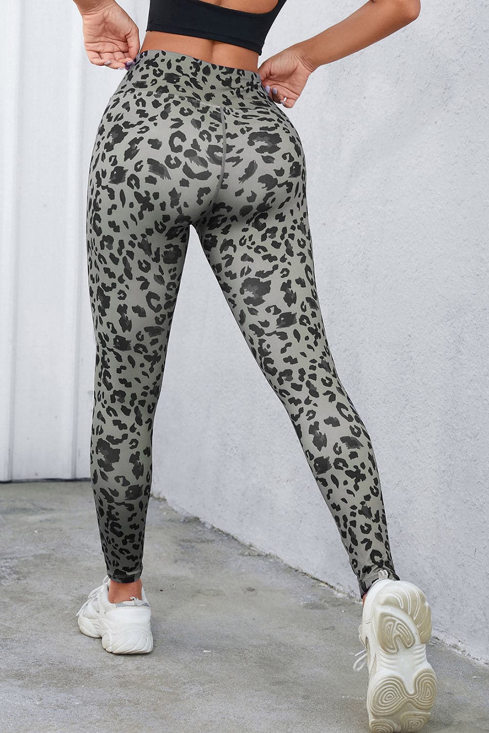 Leopard Print Wide Waistband Leggings.