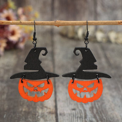 Wooden Pumpkin Shape Earrings.