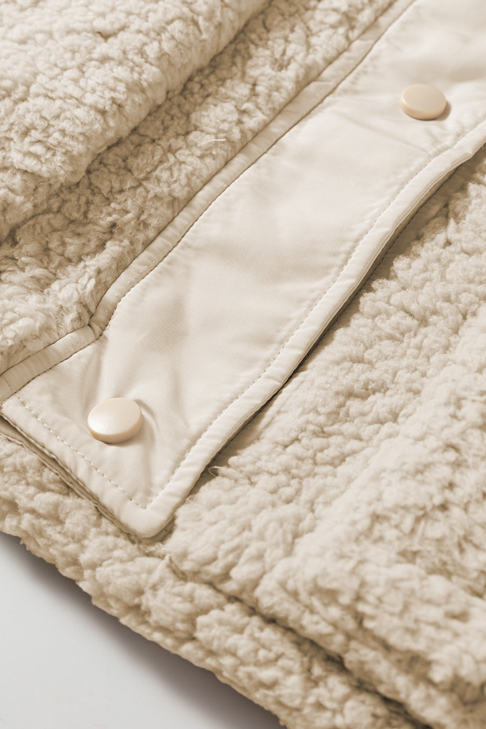 Beige Faux Fur Snap Button Front Knot Side Plush Vest With Pockets Dear-Lover Dropshipping