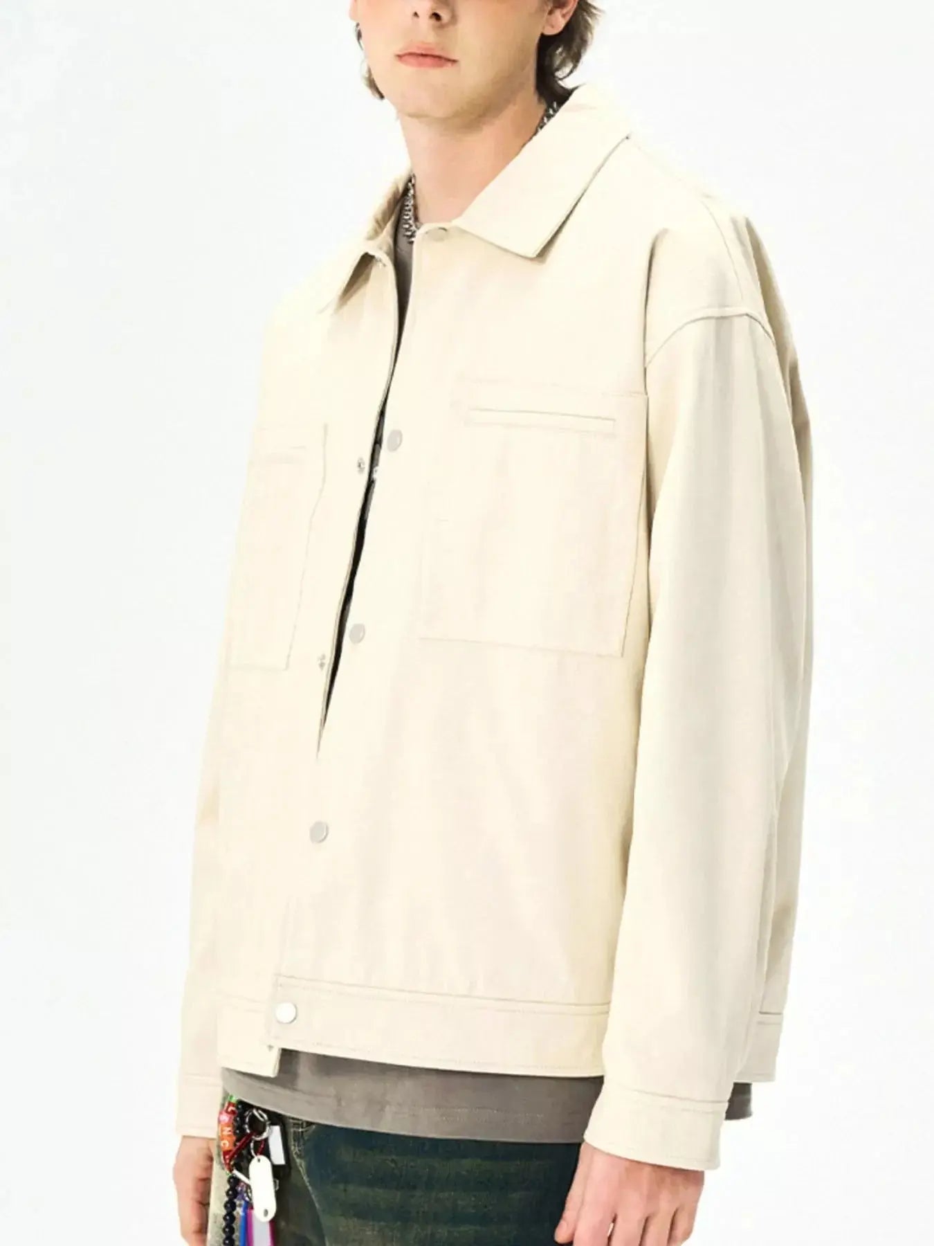 Mens Plus Size Casual Snap Down Cotton Jacket With Chest Pockets Simply Love