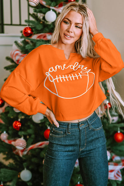 Cheer on game day with our stylish orange rugby sweatshirt