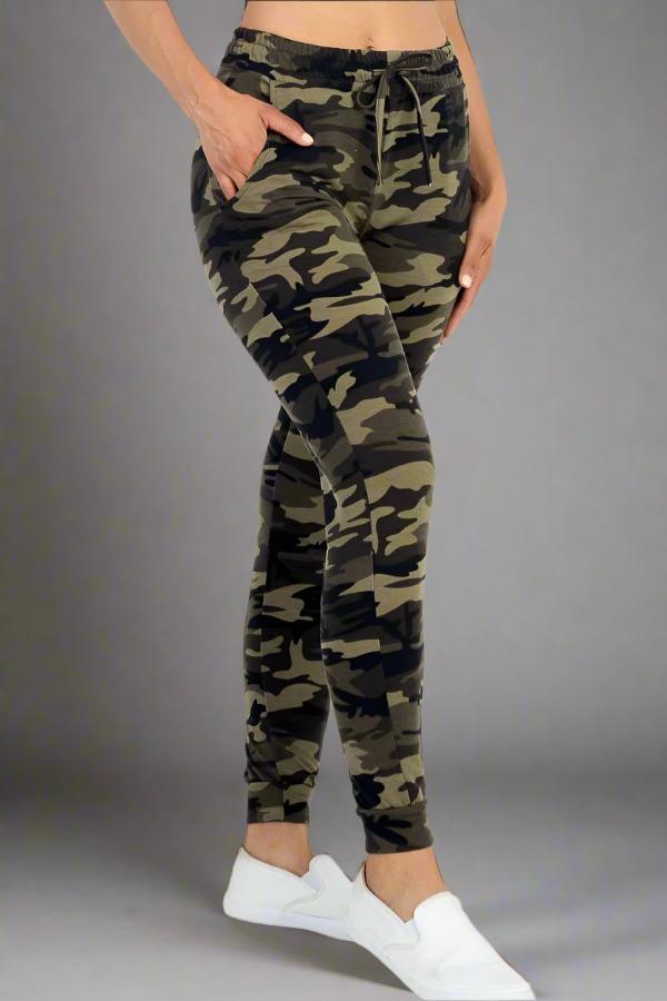 French Terry Camo Print Joggers - Soft & Stretchy Women's Joggers Small - 3X Coco’s Tee Boutique