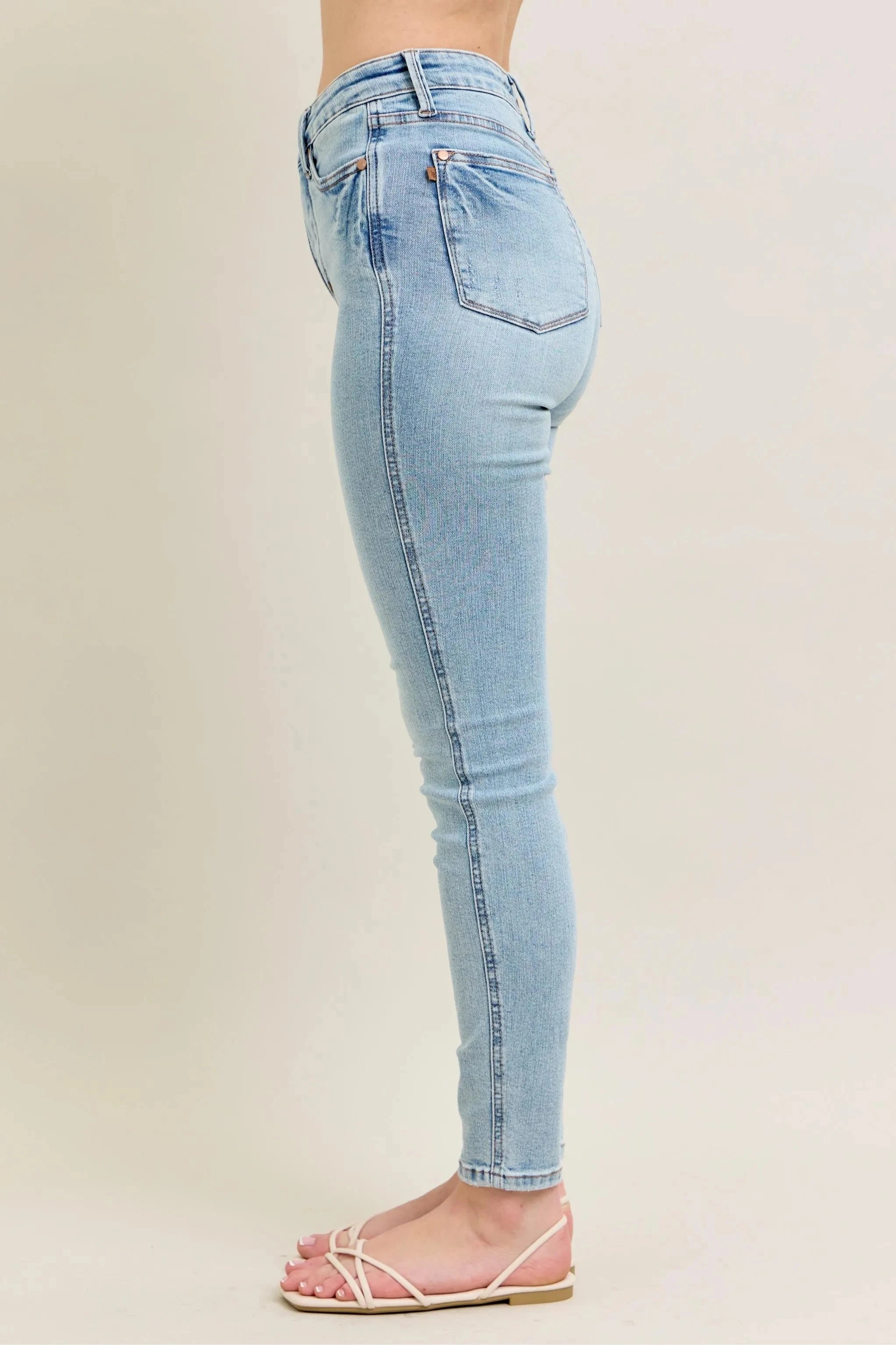 Judy Blue Full Size Mr Tummy Control Vintage Wash Skinny Jeans Plus Size Coco’s Tee Boutique