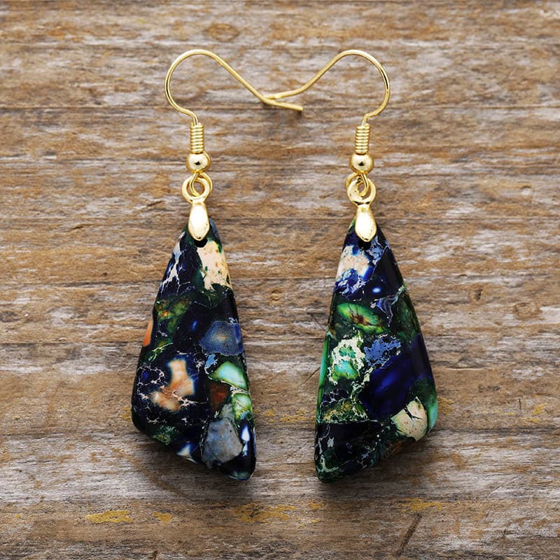 Emperor-Stone Geometric Earrings.