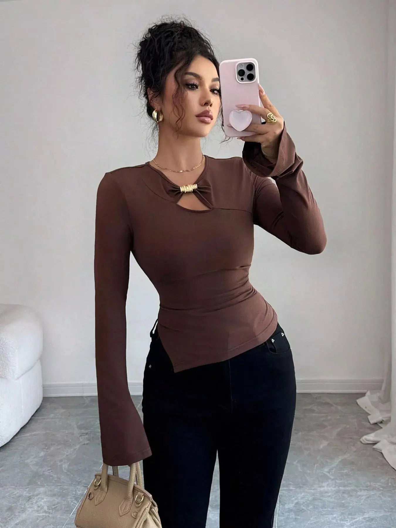 Cutout Long Sleeve T-Shirt Simply Love