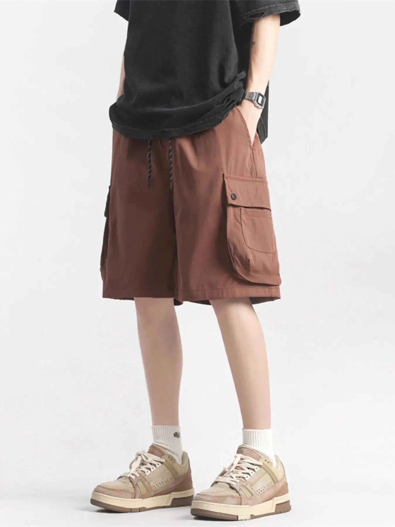 Men's Plus Size Casual Cargo Shorts with Drawstring Simply Love