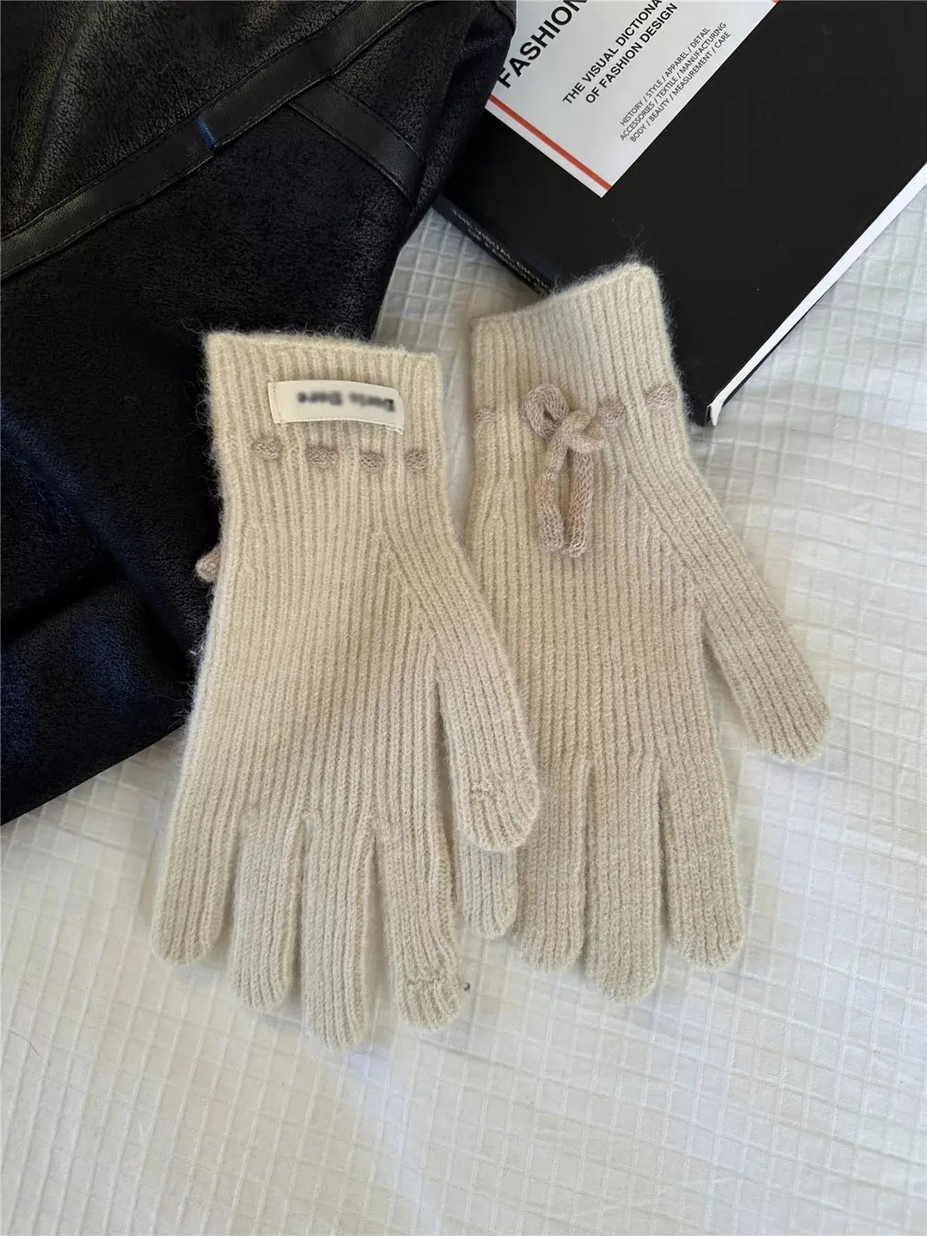 Knitted Gloves with Bow Accent Simply Love