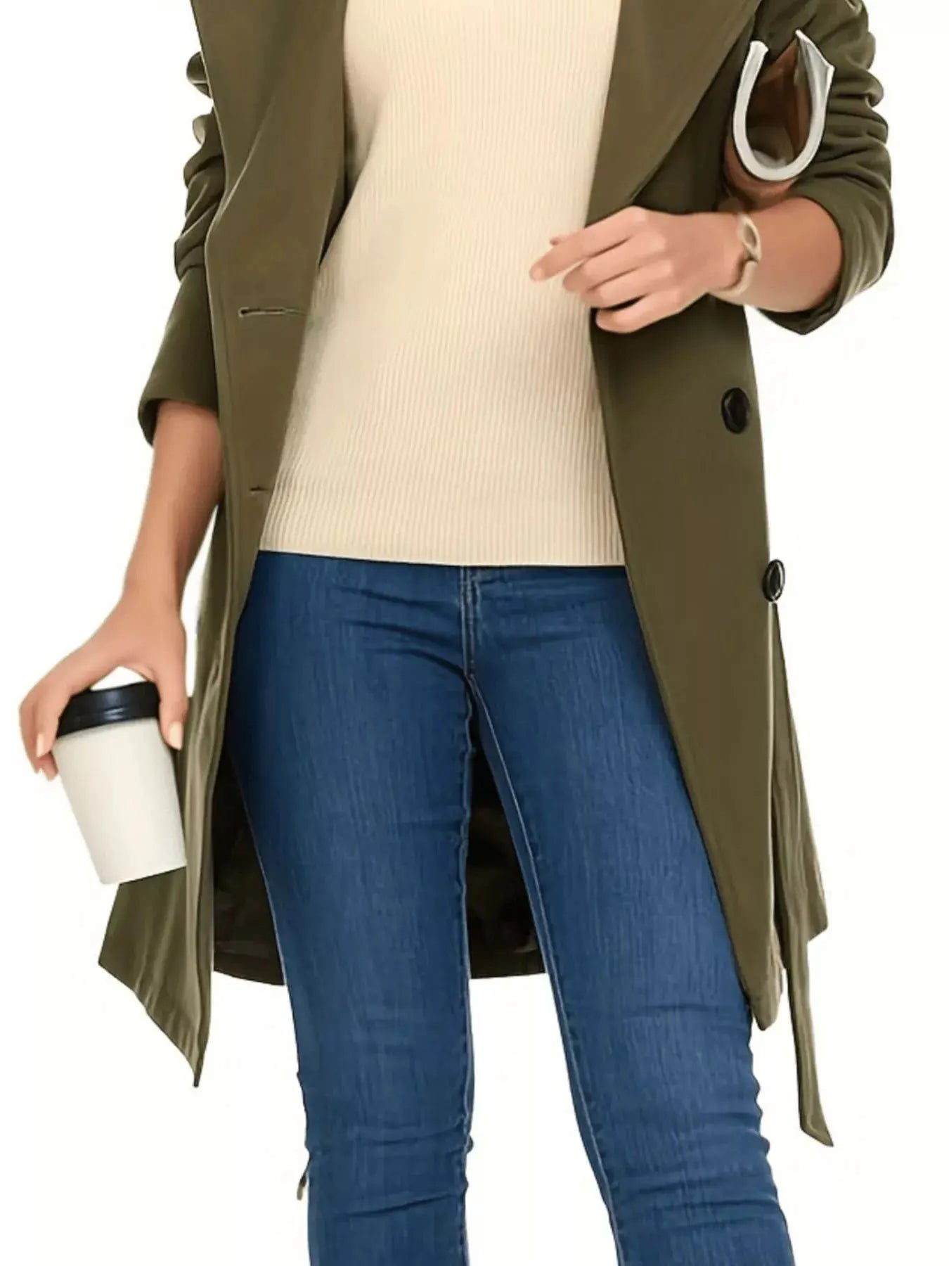 Double Breasted Long Sleeve Coat Simply Love