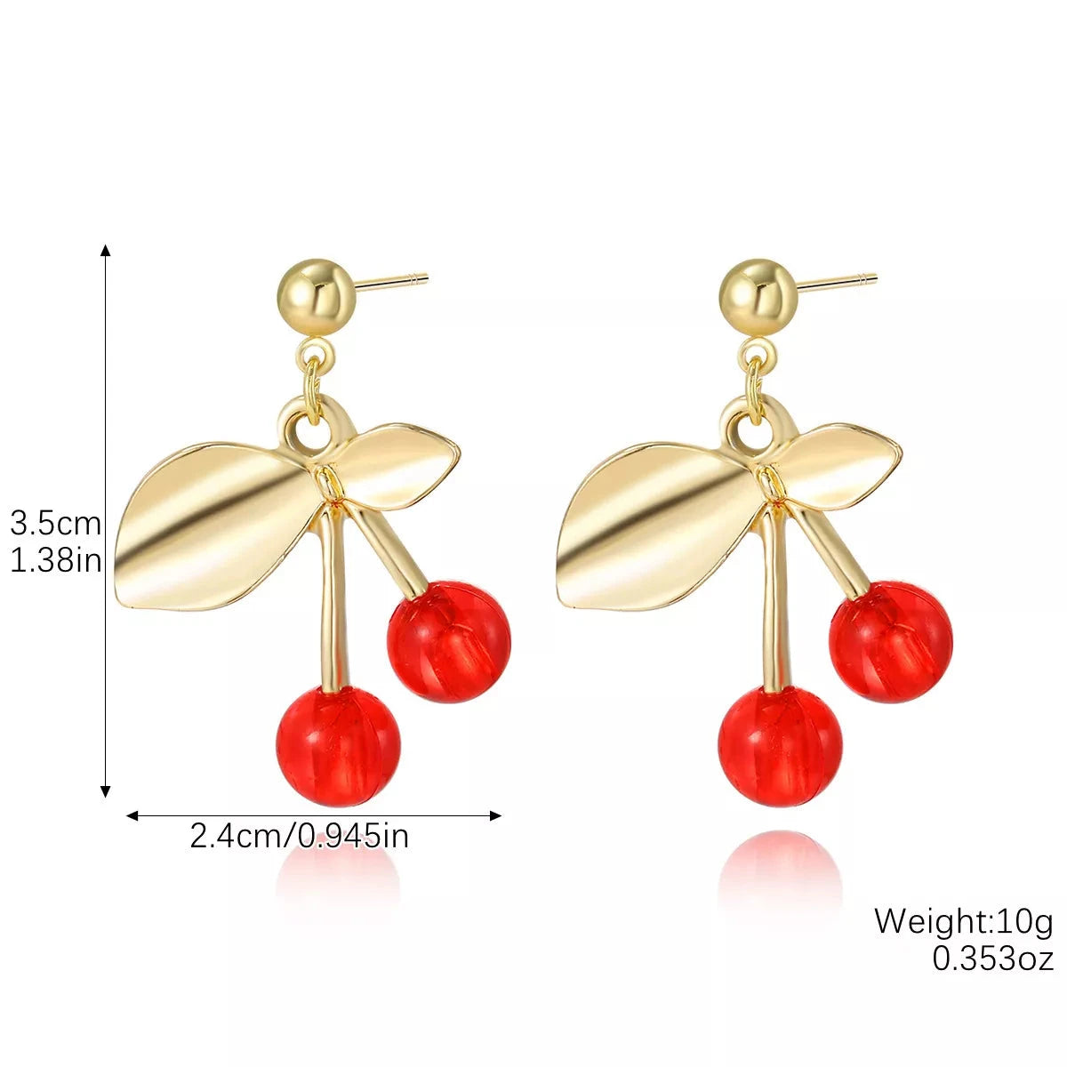 18K Gold-Plated Cherry Earrings Coco’s Tee Boutique