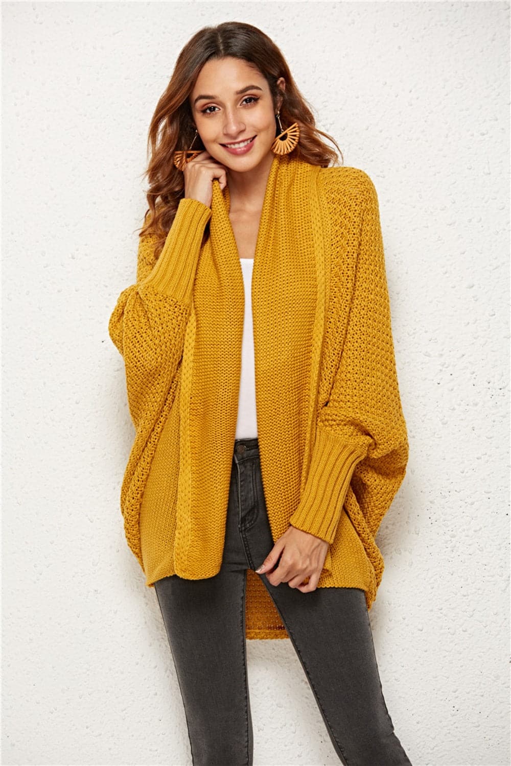 Open Front Batwing Sleeve Cardigan.