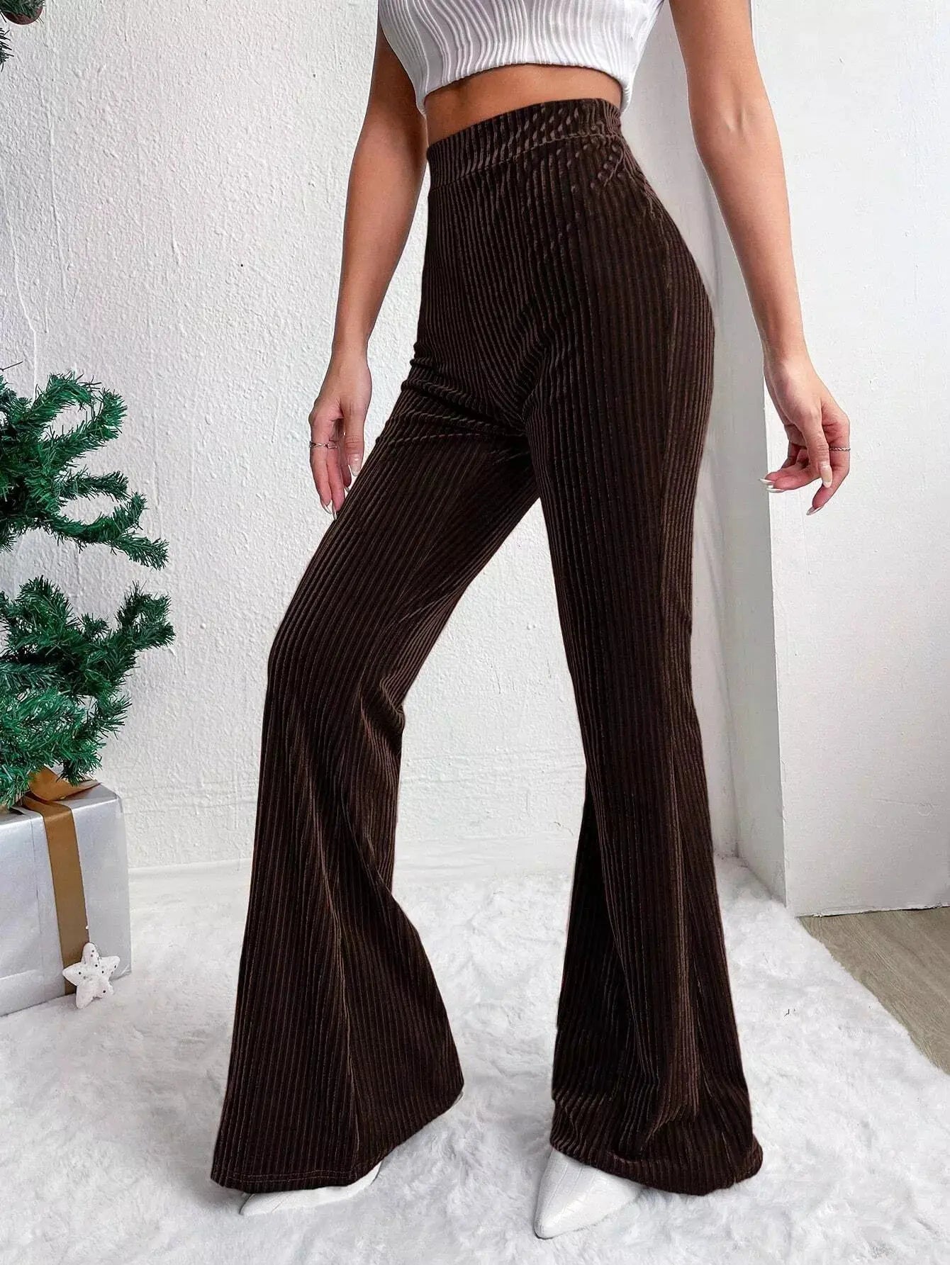 Corduroy High Waist Flare Pants Simply Love