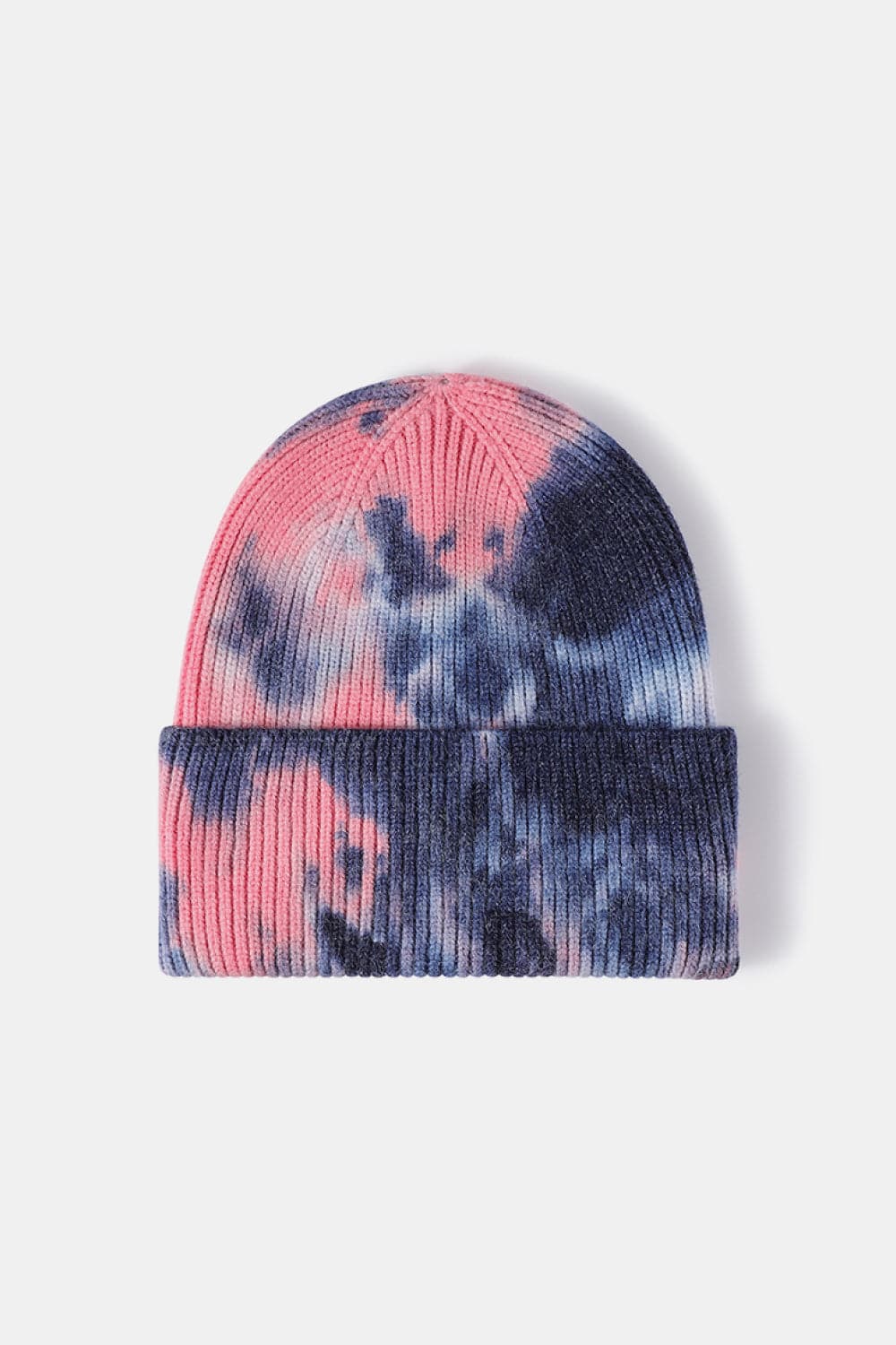 Tie-Dye Cuffed Rib-Knit Beanie Hat.