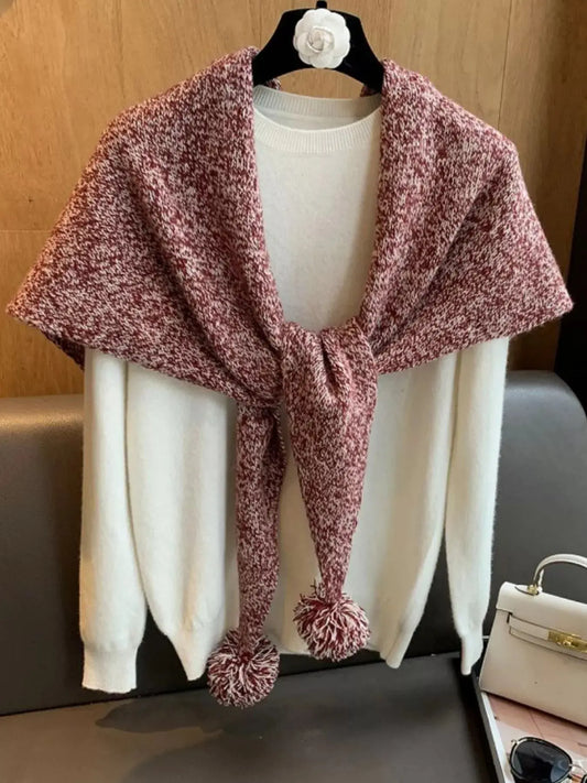 100% Wool Pom-Pom Knitted Scarf Simply Love