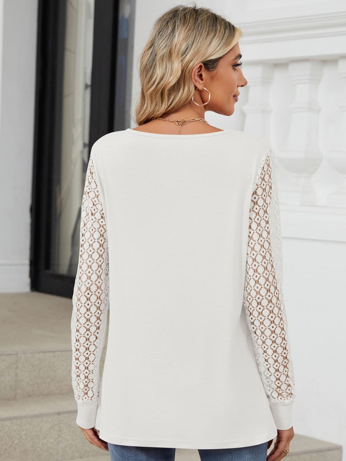 Cutout Round Neck Long Sleeve T-Shirt.