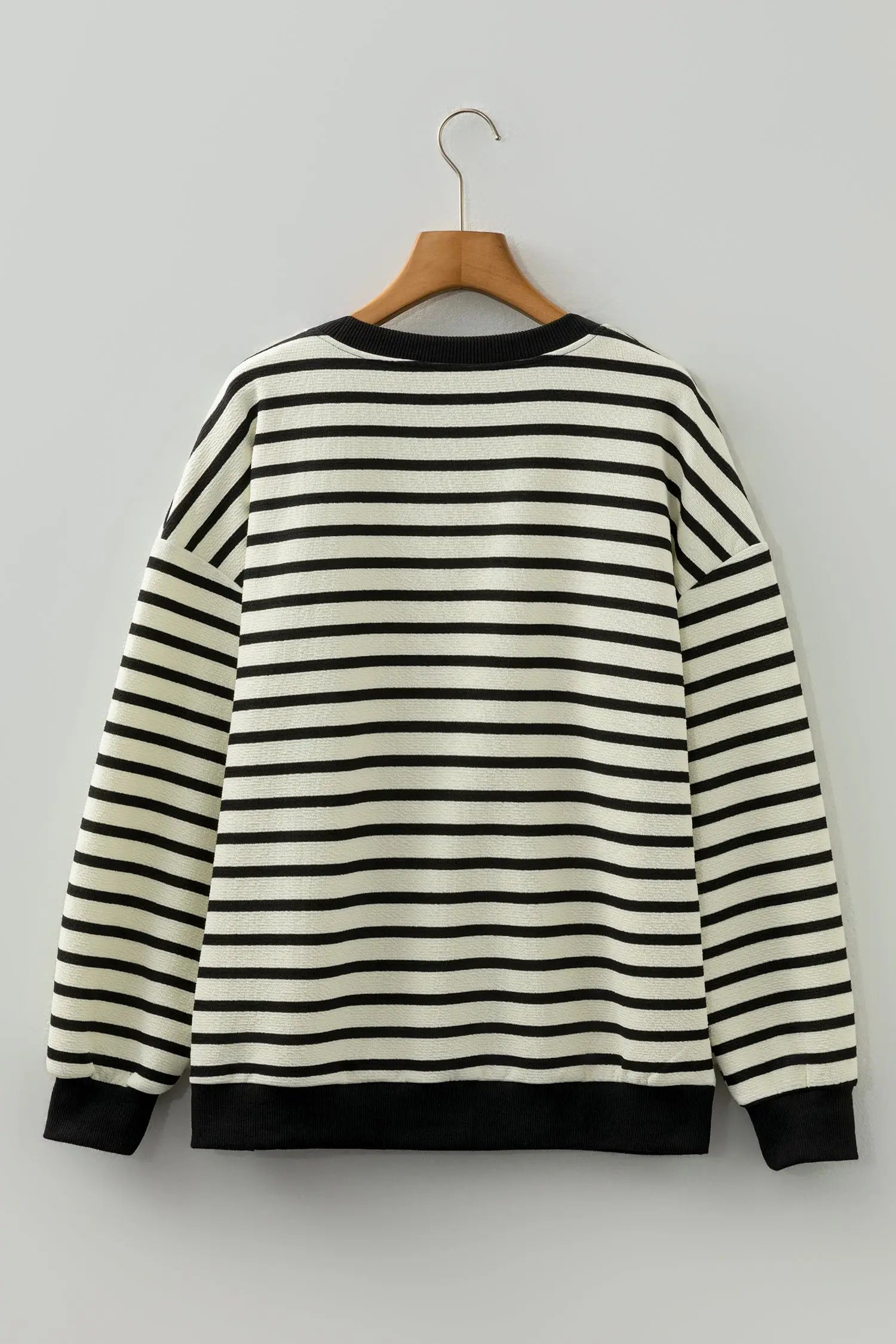 White Stripe Contrast Merry Letter Christmas Print Drop Shoulder Sweatshirt Dear-Lover Dropshipping