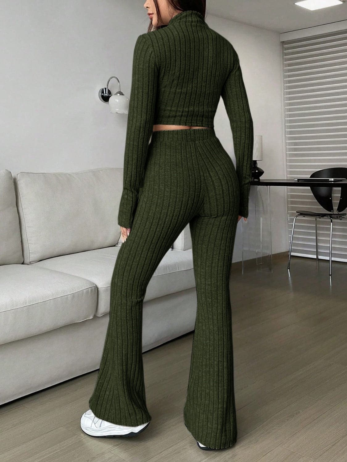 Zip Up Long Sleeve Top and Pants SetFeatures: Basic style
Number of pieces: Two-piece
Stretch: Slightly stretchy
Material composition: 95% polyester, 5% elastane
Care instructions: Machine wash cold. TLove Salve Long Sleeve TopTwo-Piece Sets