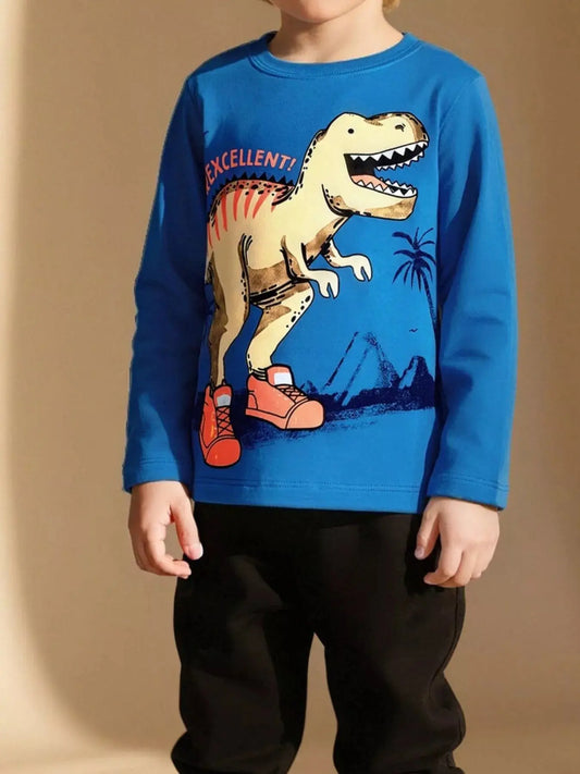 Kids Dinosaur Graphic Long Sleeve Crew Neck T Shirt Simply Love