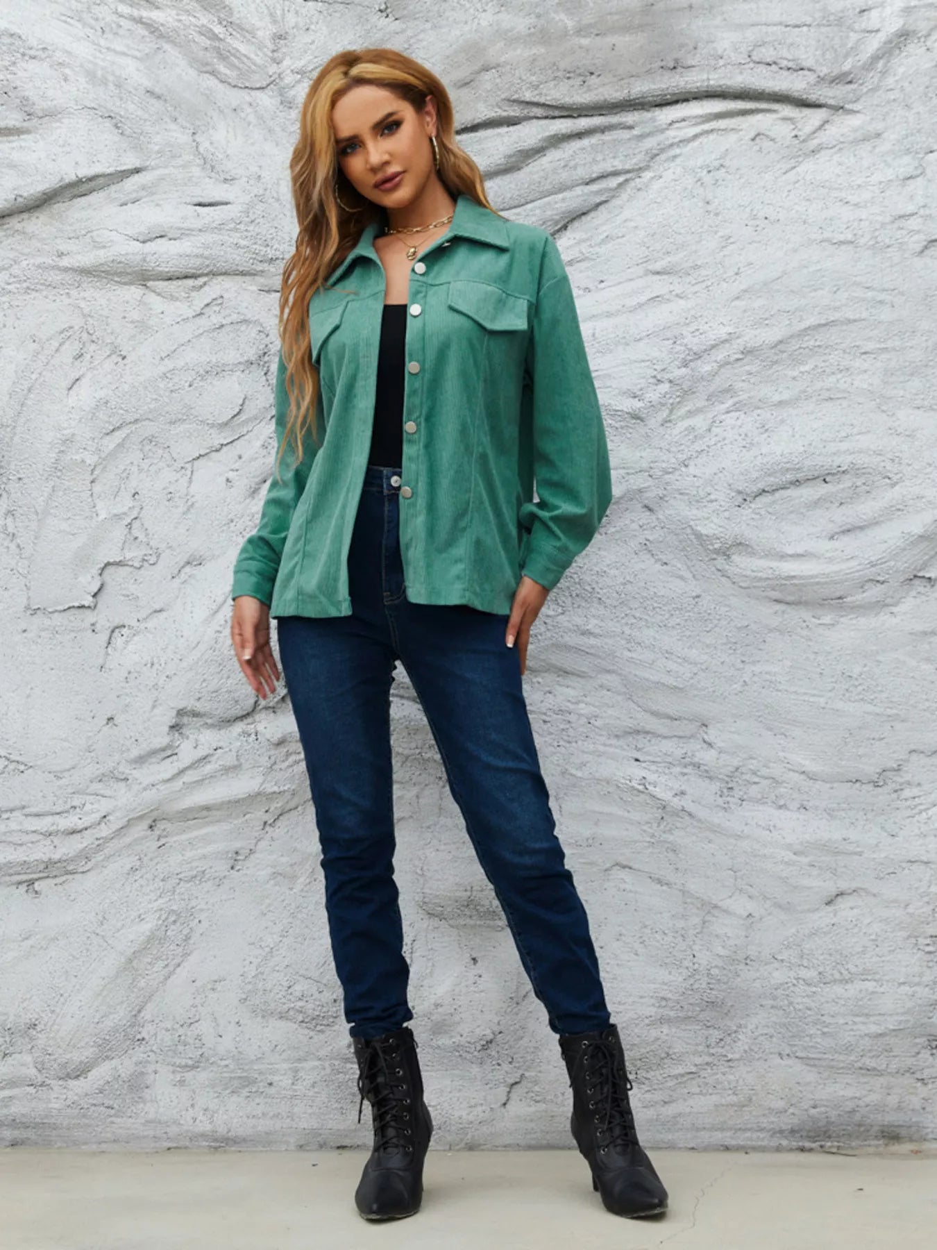 Casual Corduroy Button-Down Jacket Simply Love