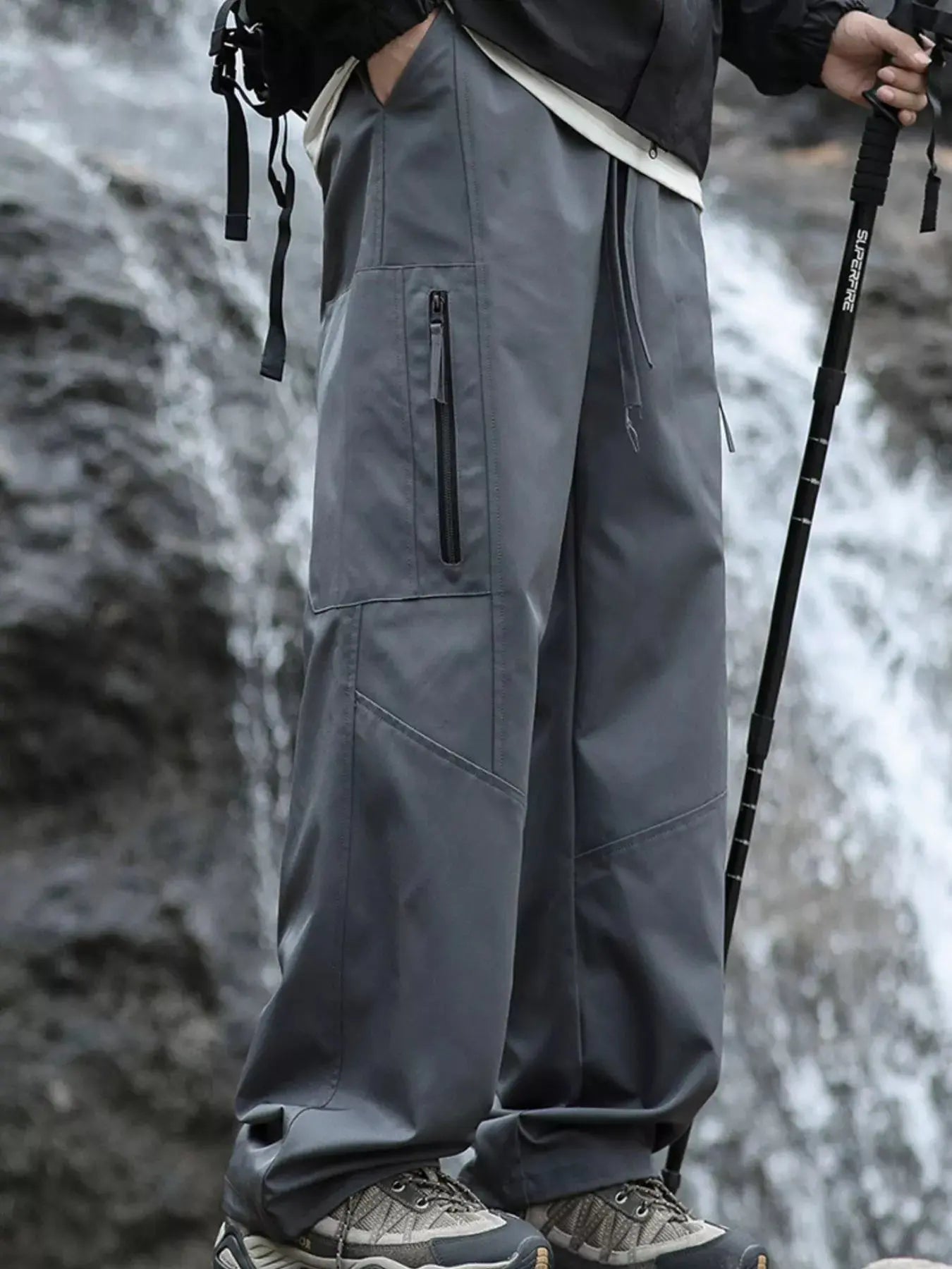 Men's Plus Size Relaxed Fit Cargo Pants with Zipper Pockets Simply Love