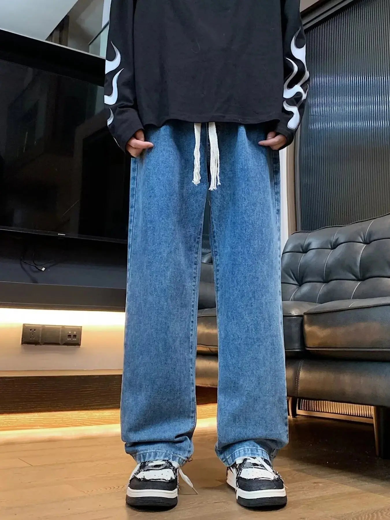 Men's Full Size Loose Fit Drawstring Waist Jeans Plus Size Simply Love
