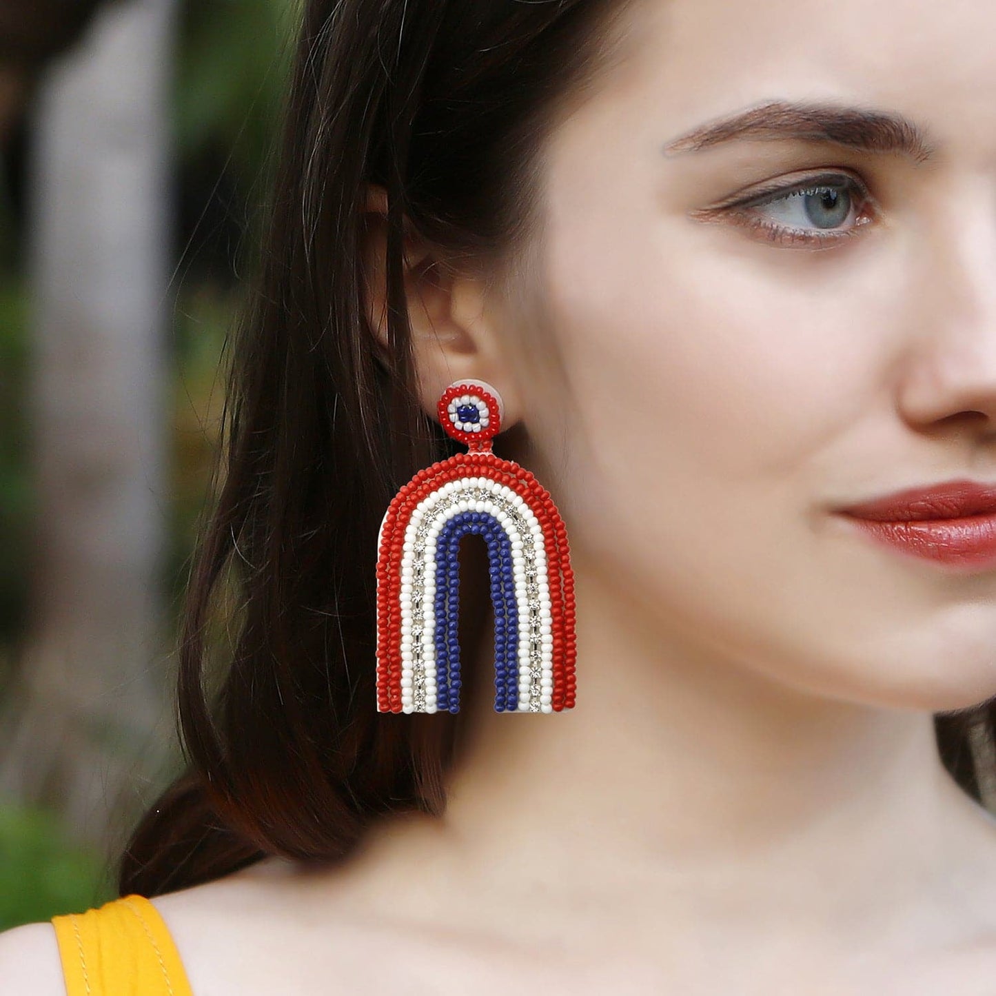 Stainless Steel Bead Geometric Dangle Earrings.