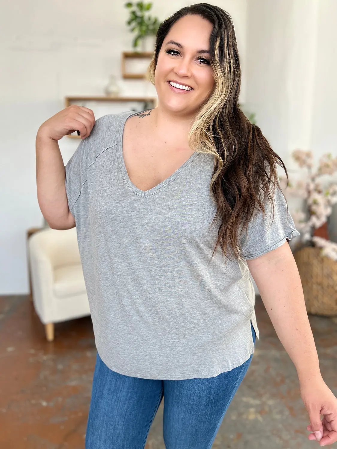 ShopBasicbae: Bamboo V-Neck Tee - Love Salve