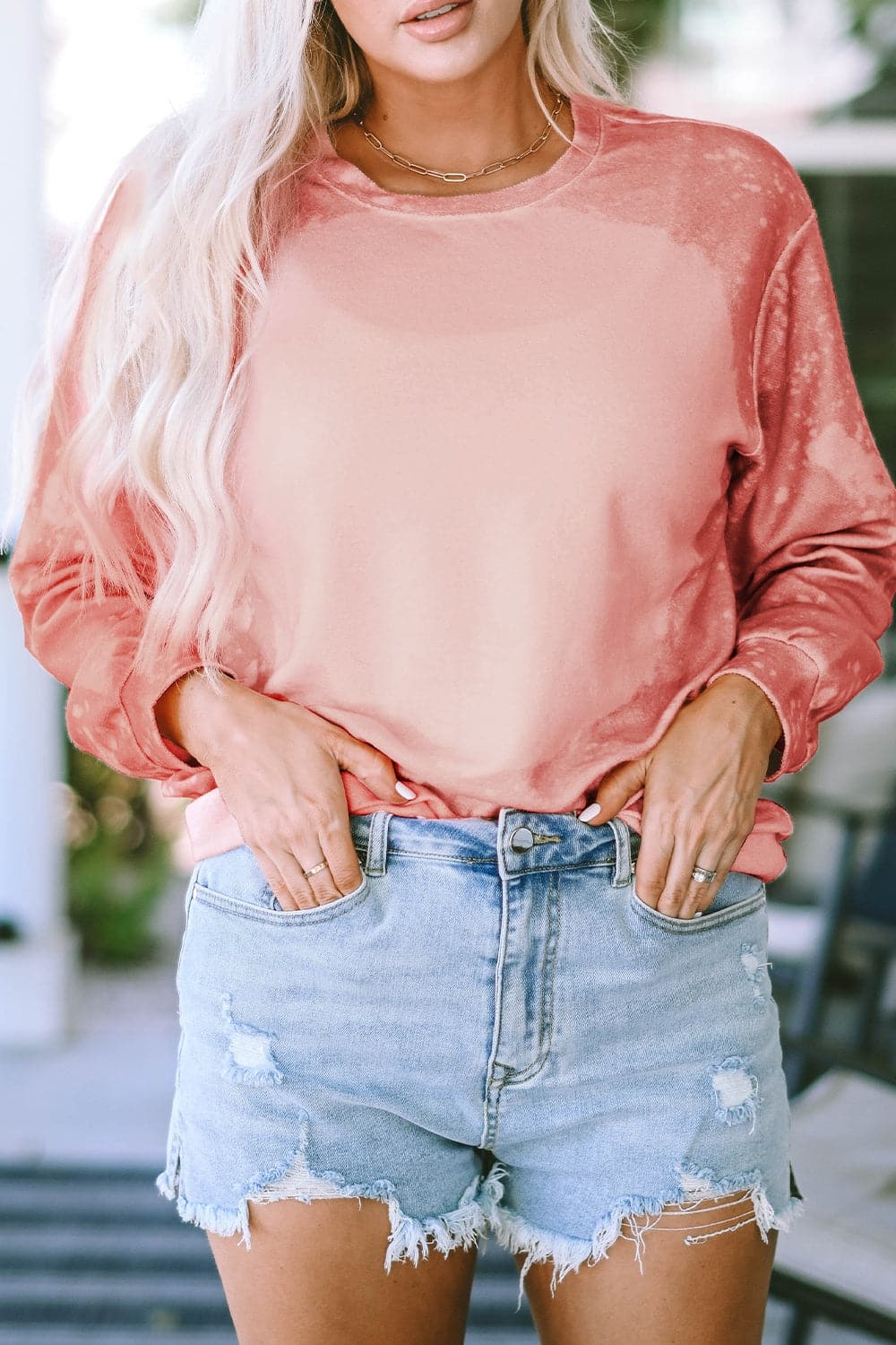 Tie-Dye Round Neck Dropped Shoulder Sweatshirt.