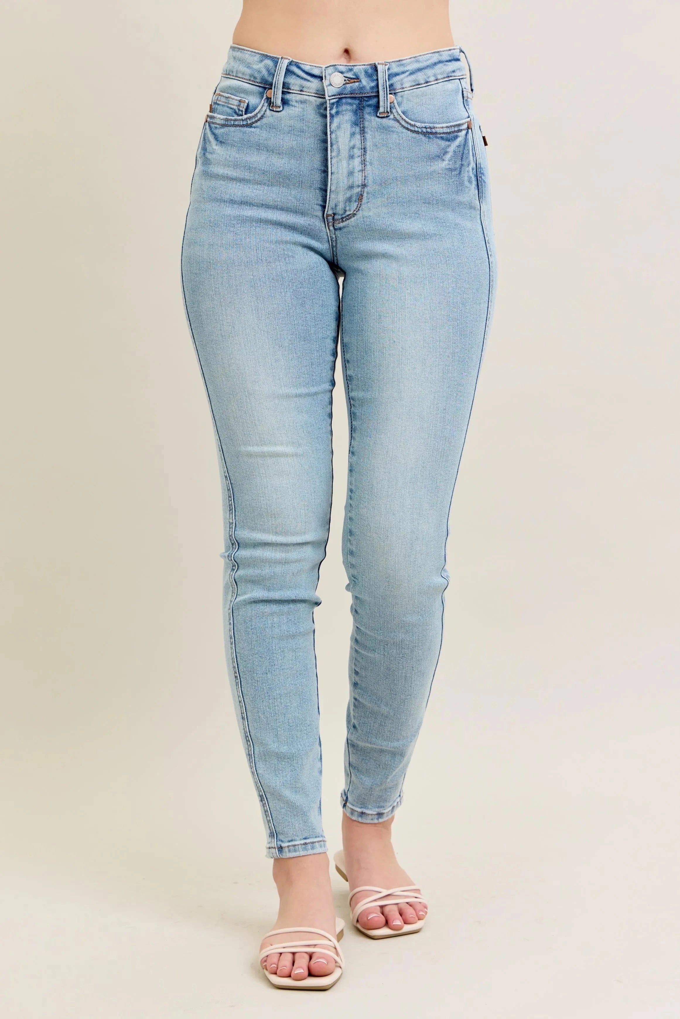 Judy Blue Full Size Mr Tummy Control Vintage Wash Skinny Jeans Plus Size Coco’s Tee Boutique