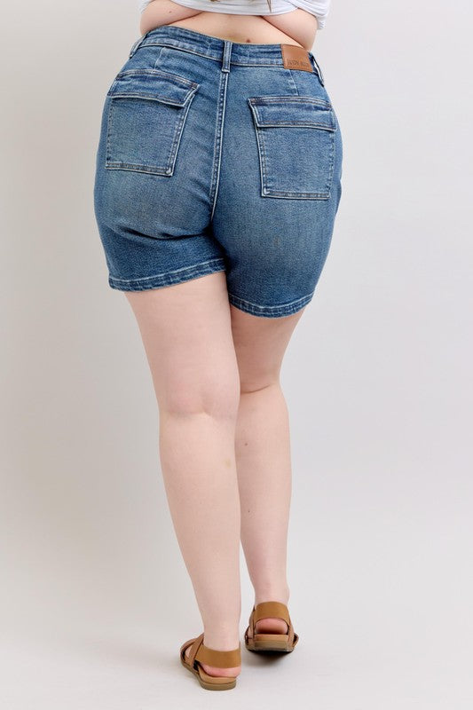 Judy Blue Full Size High Rise Denim Shorts Plus Size Coco’s Tee Boutique