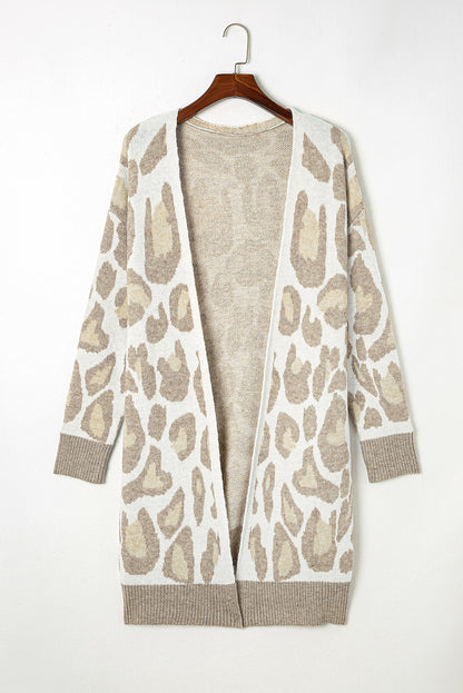 Chic beige plus size leopard print cardigan for effortless style