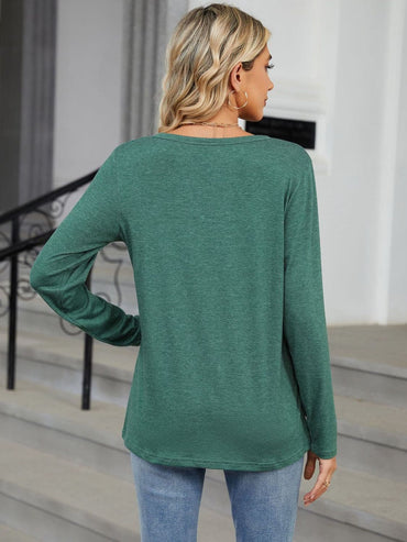 Notched Long Sleeve T-Shirt.