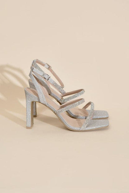 DEVIN-1 Silver Rhinestone Heels.