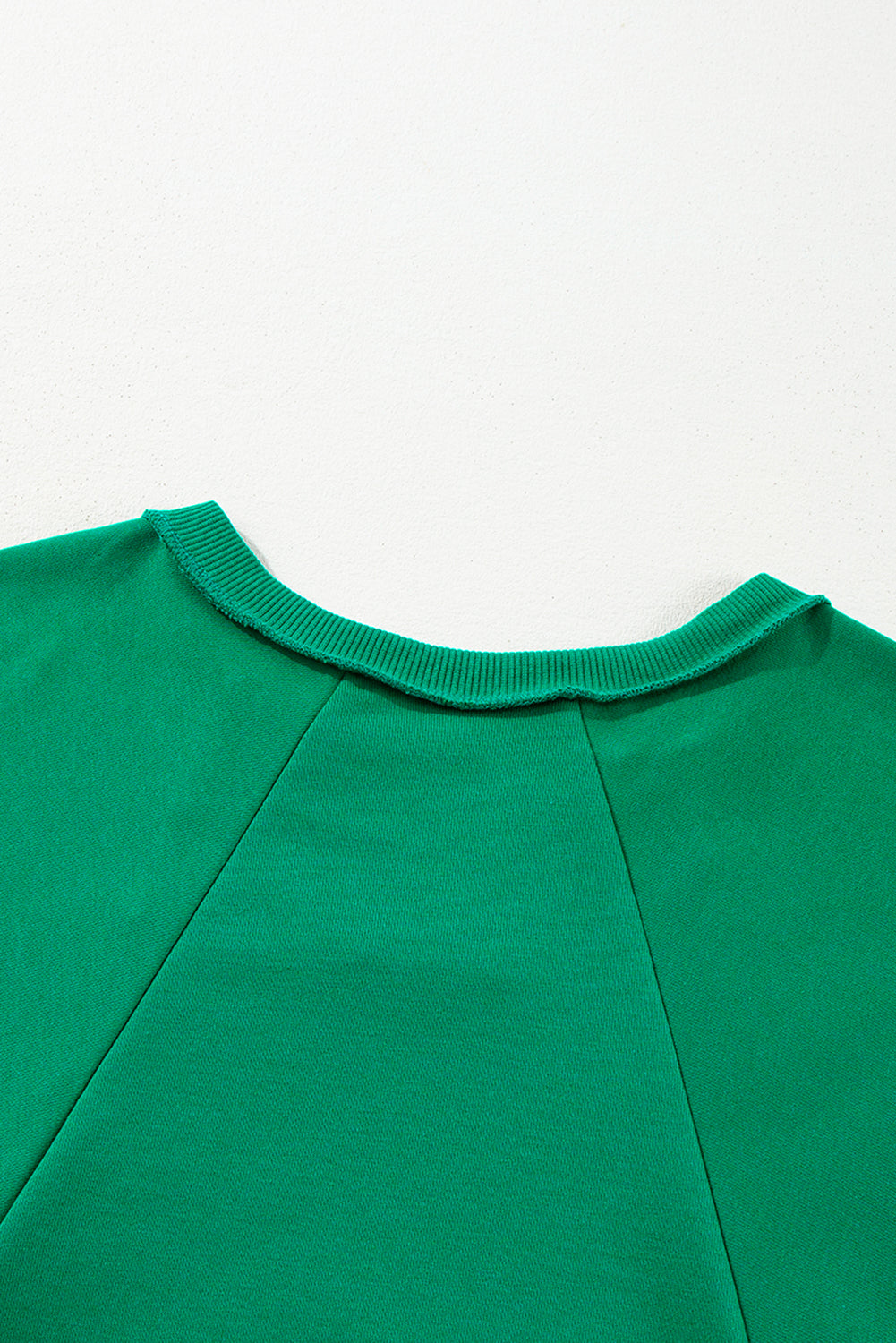 Chic bright green notch neck plus size sweatshirt with exposed seams