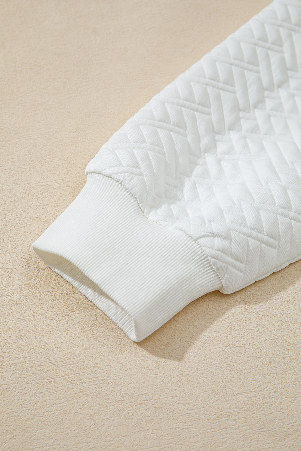 Premium White Textured Pocketed Collared V Neck Pullover Sweatshirt Dear-Lover Dropshipping