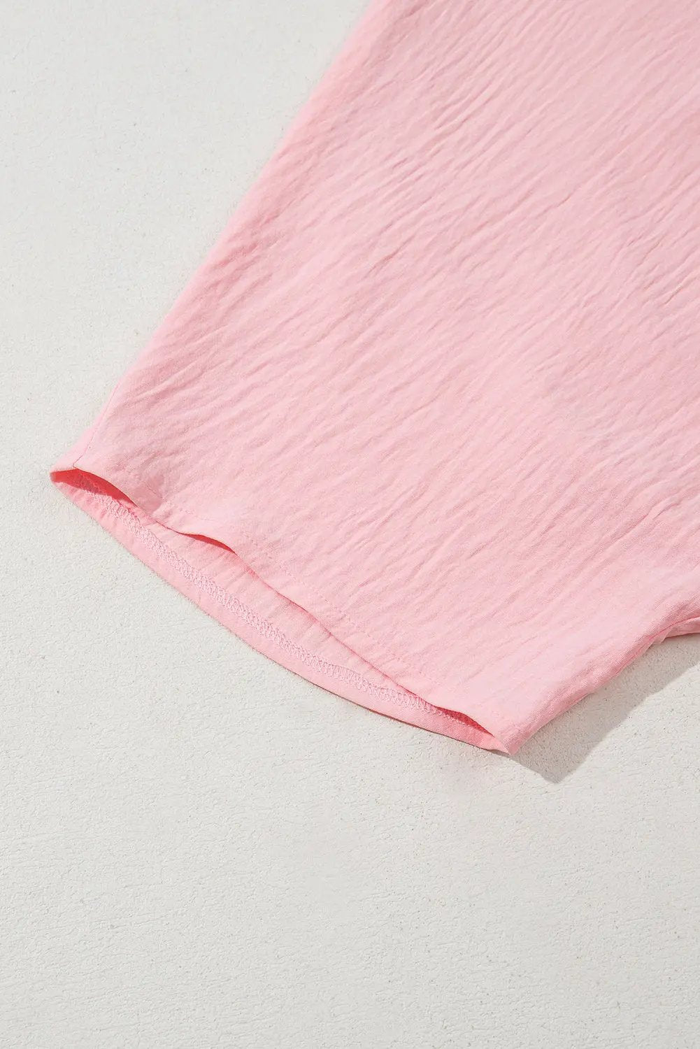 Pink Textured Half Sleeve V Neck Plus Size T Shirt with Chest Pocket - Love Salve 