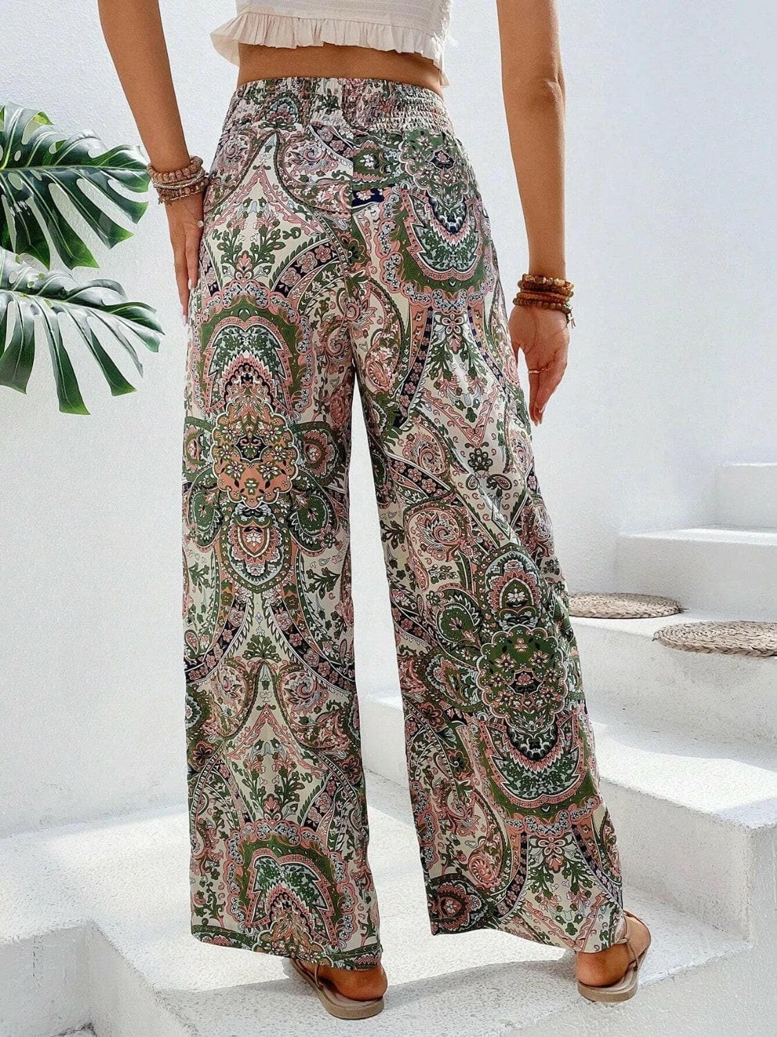 Printed Wide Leg Pants.